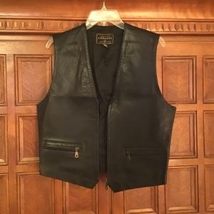 Black Genuine Leather Vest - Size Medium - Excellent Vintage